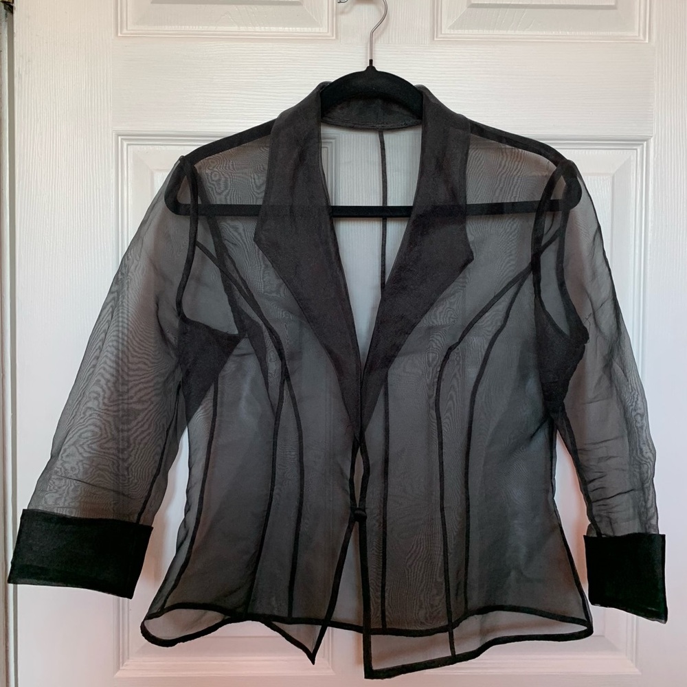 Sheer Black Long Sleeve Blouse Jacket